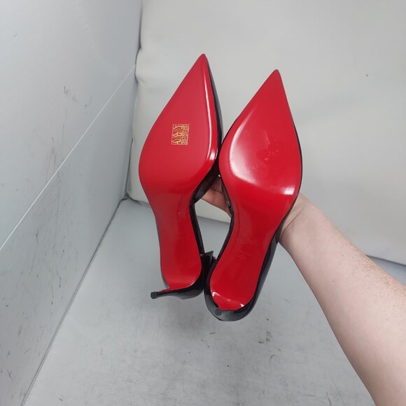 Christian Louboutin Patent Black Iriza Leather Half-d'Orsay Pump Heel Shoe - Picture 2 of 13